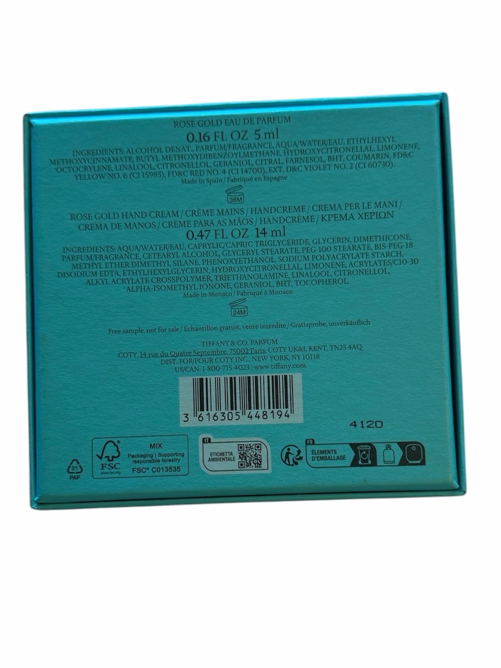 Tiffany & Co. Mini Perfume and Hand Cream Set - Tiffany Blue & Rose Gold - Picture 3 of 4